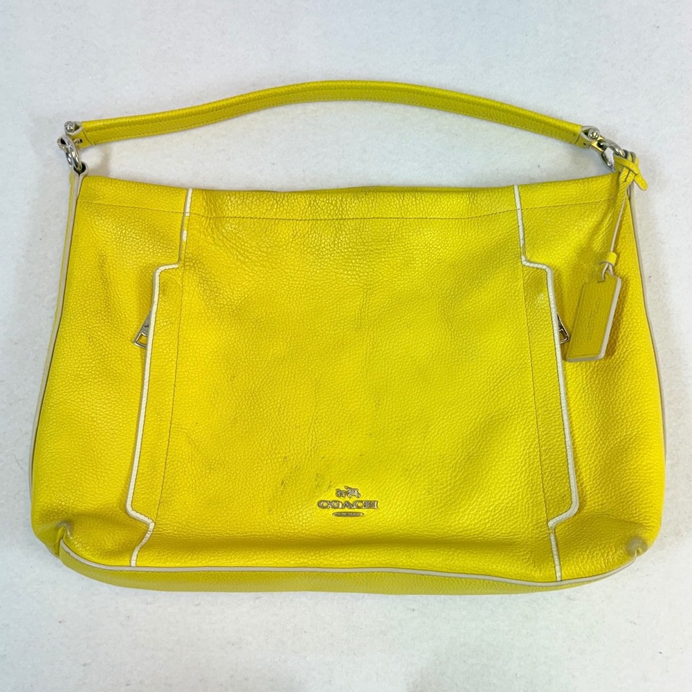 Coach Scout Hobo Bag Yellow Pebble Leather Shoulder Bag Bright Fun Eclectic FLAW